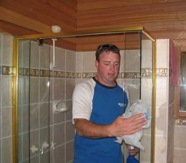 david installing shower